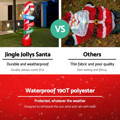 Jingle Jollys Christmas Inflatable Candy Pole 2.4M Illuminated Decorations - Image 6