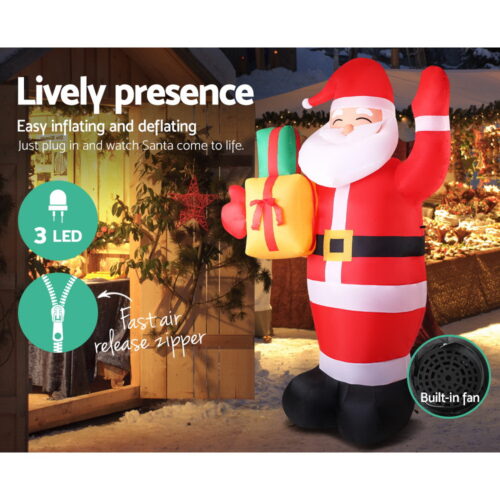 Jingle Jollys Christmas Inflatable Santa 2.4M Illuminated Decorations - Image 7