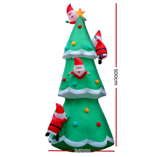 Jingle Jollys Christmas Inflatable Santa Tree 5M Illuminated Decorations - Image 3