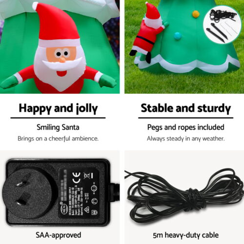 Jingle Jollys Christmas Inflatable Santa Tree 5M Illuminated Decorations - Image 8