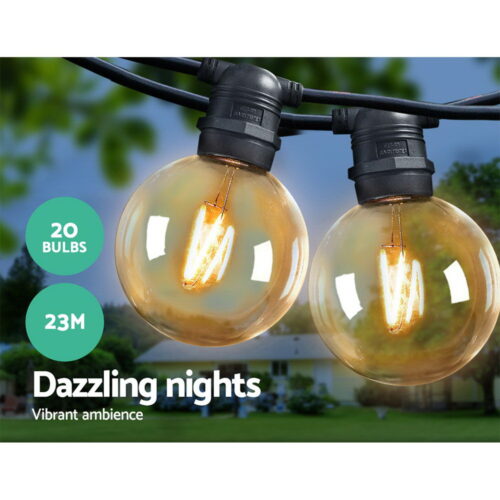Jingle Jollys 23m LED Festoon String Lights 20 Bulbs Kits Wedding Party Christmas G80 - Image 3