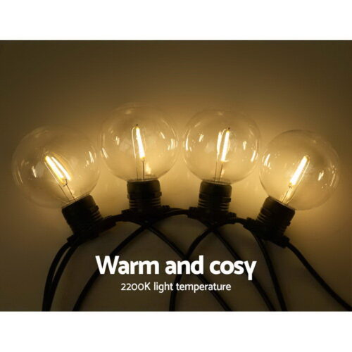 Jingle Jollys 23m LED Festoon String Lights 20 Bulbs Kits Wedding Party Christmas G80 - Image 4