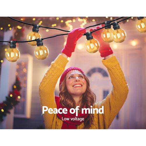 Jingle Jollys 23m LED Festoon String Lights 20 Bulbs Kits Wedding Party Christmas G80 - Image 6