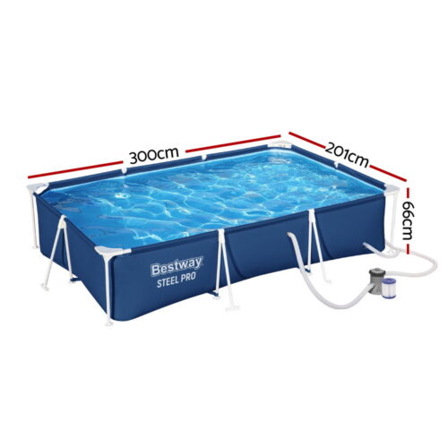 Bestway Swimming Pool 300x201x66cm Steel Frame Above Ground Pools w/ Filter Pump 3300L - Image 2