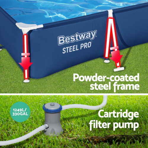 Bestway Swimming Pool 300x201x66cm Steel Frame Above Ground Pools w/ Filter Pump 3300L - Image 5