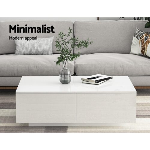 Artiss Coffee Table 4 Drawers White Trevi - Image 3