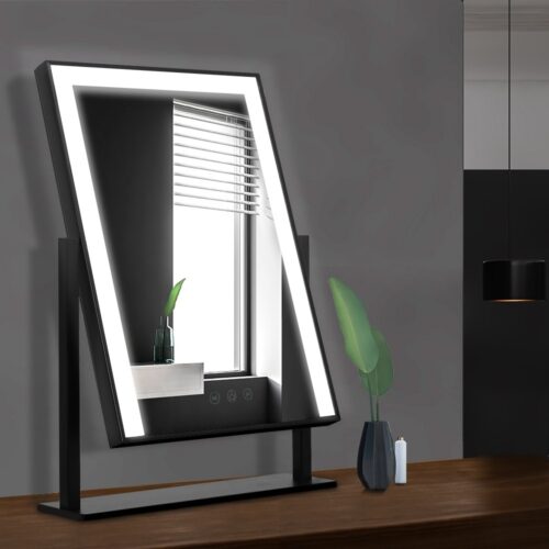 Embellir Makeup Mirror 25x30cm Hollywood Vanity with LED Light Rotation Black - Image 7
