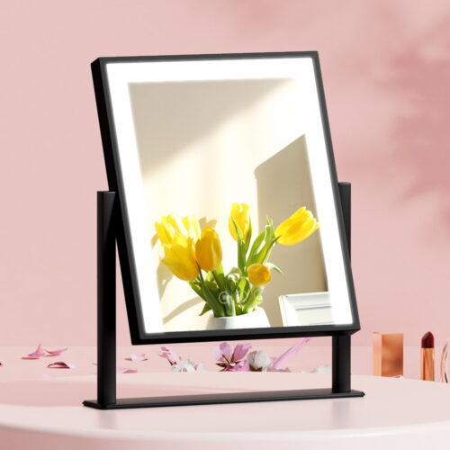 Embellir Makeup Mirror 25x30cm Hollywood Vanity with LED Light Rotation Black - Image 8