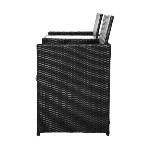 Gardeon Outdoor Setting Wicker Loveseat Birstro Set Patio Garden Furniture Black - Image 5