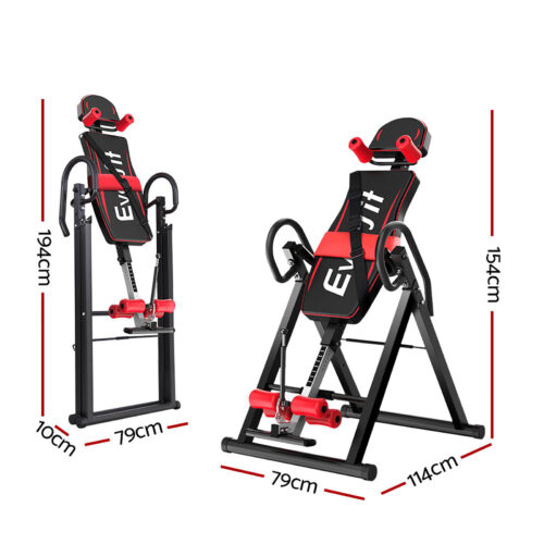 Everfit Inversion Table Gravity Exercise Inverter Back Stretcher Home Gym Black - Image 3