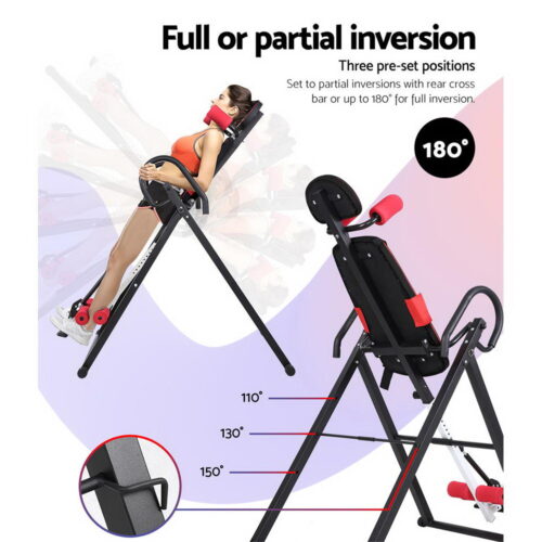 Everfit Inversion Table Gravity Exercise Inverter Back Stretcher Home Gym Black - Image 6