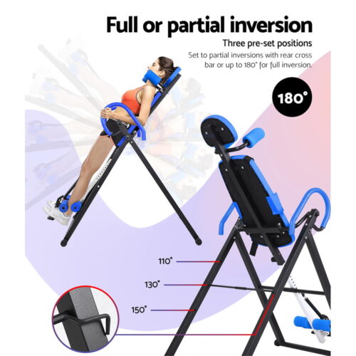 Everfit Inversion Table Gravity Exercise Inverter Back Stretcher Home Gym Blue - Image 7