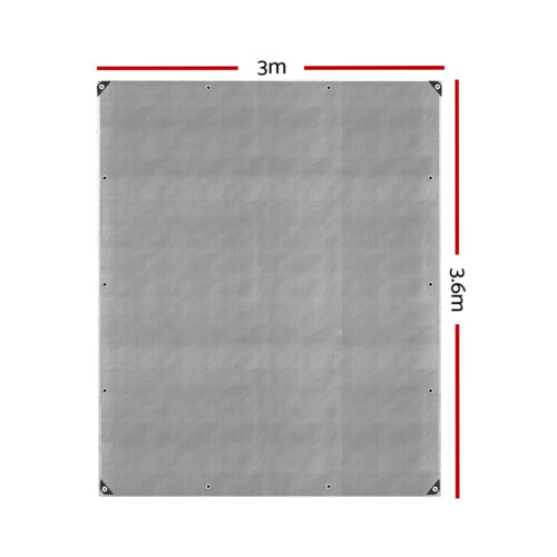 Instahut Tarp Tarpaulin 3x3.6m Canvas Camping Heavy Duty Sun Cover - Image 3