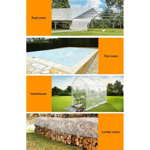 Instahut Tarp Tarpaulin 5x10m Canvas Heavy Duty Camping Cover Clear - Image 7