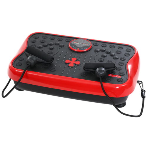Everfit Vibration Machine Platform Vibrator with Resistance Rope Home Gym Red - Image 2