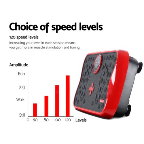 Everfit Vibration Machine Platform Vibrator with Resistance Rope Home Gym Red - Image 4