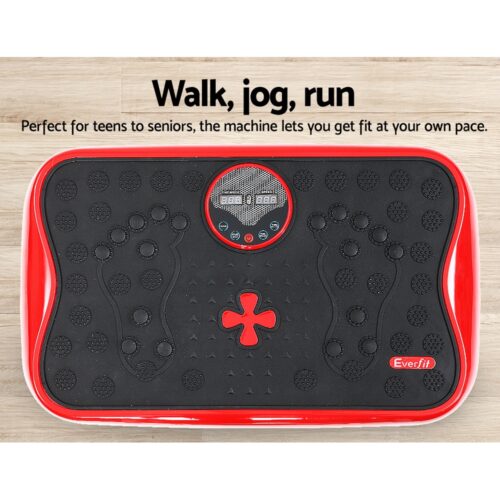 Everfit Vibration Machine Platform Vibrator with Resistance Rope Home Gym Red - Image 5