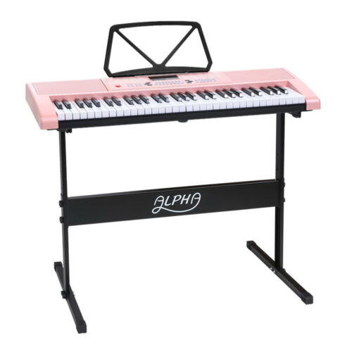 Alpha 61 Keys Electronic Piano Keyboard Digital Electric w/ Stand Lighted Pink - Image 2