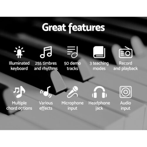 Alpha 61 Keys Electronic Piano Keyboard Digital Electric w/ Stand Lighted Pink - Image 5