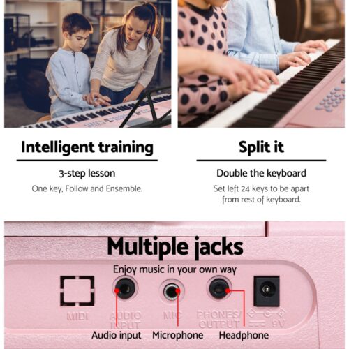 Alpha 61 Keys Electronic Piano Keyboard Digital Electric w/ Stand Lighted Pink - Image 7