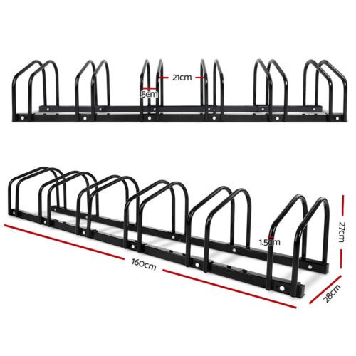 Weisshorn 6 Bike Stand Rack Bicycle Storage Floor Parking Holder Cycling Black - Image 3