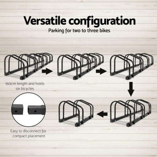 Weisshorn 6 Bike Stand Rack Bicycle Storage Floor Parking Holder Cycling Black - Image 5