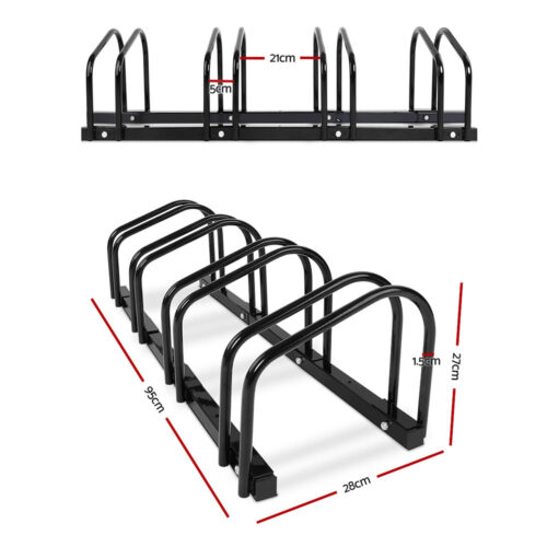 Weisshorn 4 Bike Stand Rack Bicycle Storage Floor Parking Holder Cycling Black - Image 3