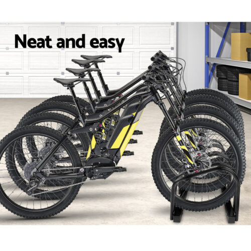 Weisshorn 4 Bike Stand Rack Bicycle Storage Floor Parking Holder Cycling Black - Image 4