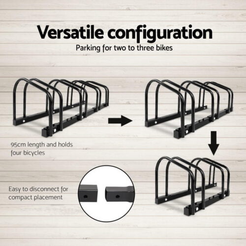 Weisshorn 4 Bike Stand Rack Bicycle Storage Floor Parking Holder Cycling Black - Image 5
