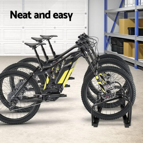 Weisshorn 3 Bike Stand Rack Bicycle Storage Floor Parking Holder Cycling Black - Image 4