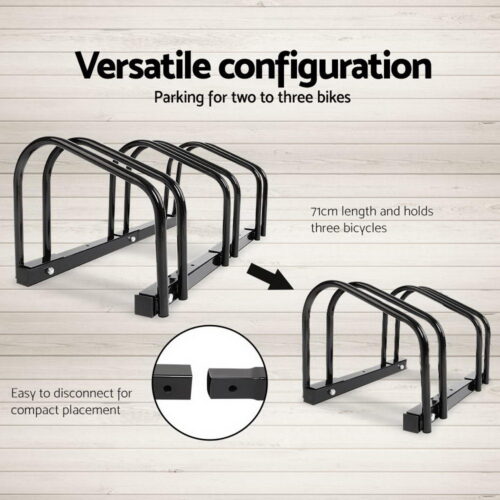 Weisshorn 3 Bike Stand Rack Bicycle Storage Floor Parking Holder Cycling Black - Image 5
