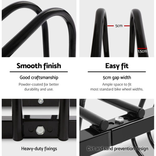 Weisshorn 3 Bike Stand Rack Bicycle Storage Floor Parking Holder Cycling Black - Image 6