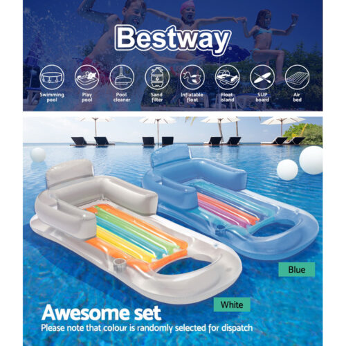 Bestway Pool Float Inflatable Lounge Seat Pillow Bed Cup Holder - Image 5