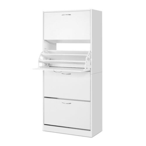 Artiss Shoe Rack Cabinet 60 Pairs 4 Doors - White - Image 3