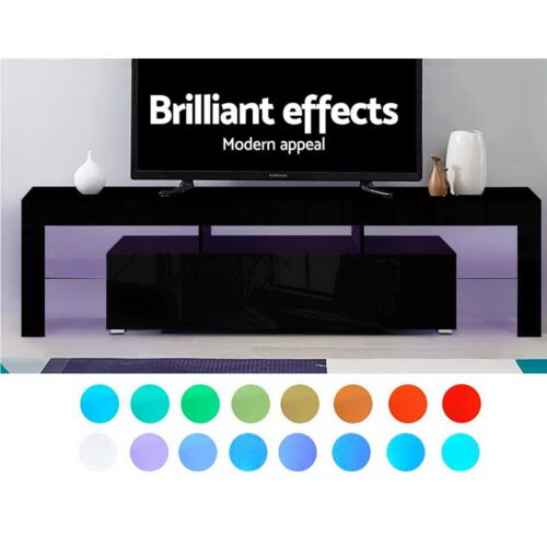 Artiss Entertainment Unit TV Cabinet LED 189cm Black Elo - Image 5