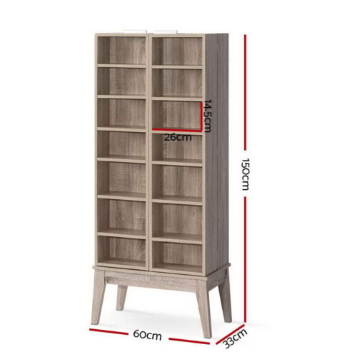 Artiss Bookshelf CD Storage Rack - BERG Oak - Image 4