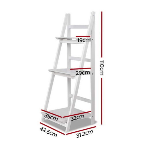 Artiss Bookshelf Corner Shelf 3 Tiers - ZANE White - Image 4