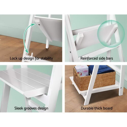 Artiss Bookshelf Corner Shelf 3 Tiers - ZANE White - Image 6