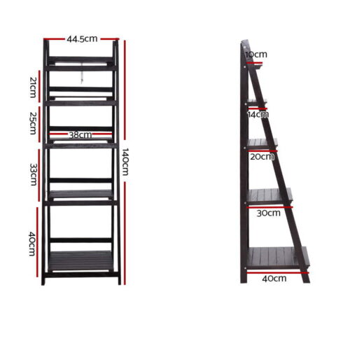 Artiss Bookshelf Corner Shelf 5 Tiers - ZANE Coffee - Image 4