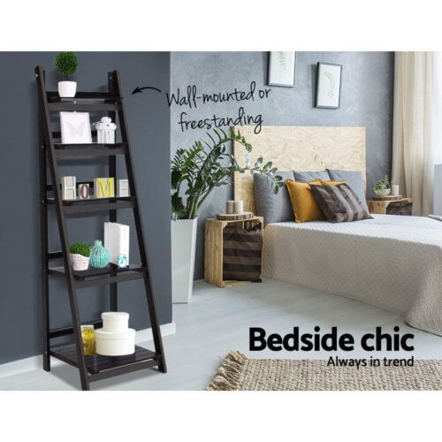 Artiss Bookshelf Corner Shelf 5 Tiers - ZANE Coffee - Image 5