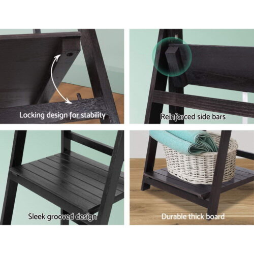 Artiss Bookshelf Corner Shelf 5 Tiers - ZANE Coffee - Image 7
