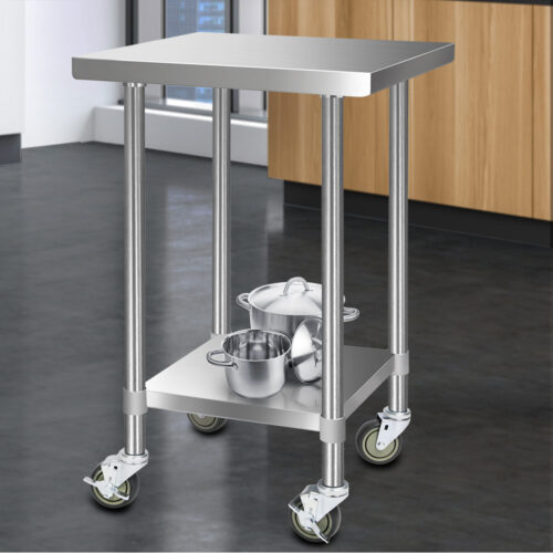 Cefito 610x610mm Stainless Steel Kitchen Bench with Wheels 430 - Image 7