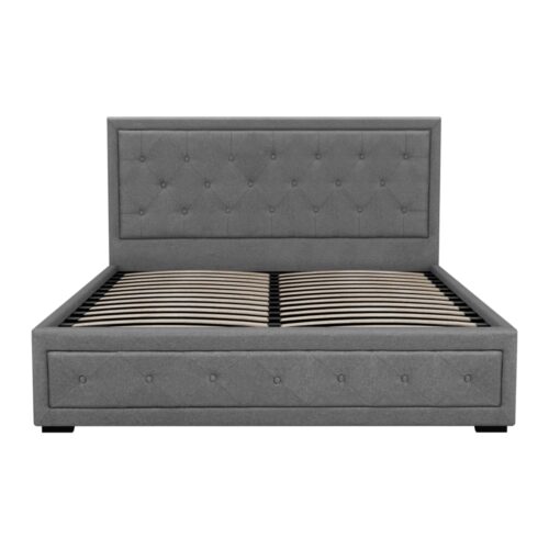Artiss Bed Frame Queen Size Gas Lift Grey TIYO - Image 3