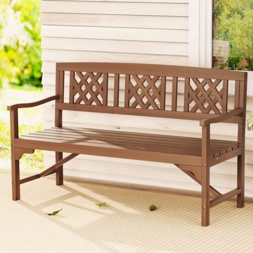 Gardeon Outdoor Garden Bench Wooden Chair 3 Seat Patio Furniture Lounge Natural - Image 7