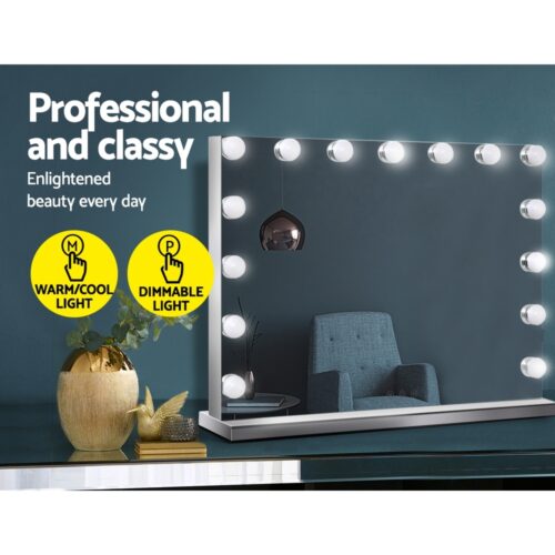 Embellir Makeup Mirror 58x46cm Hollywood Vanity with LED Light Tabletop Wall - Image 4