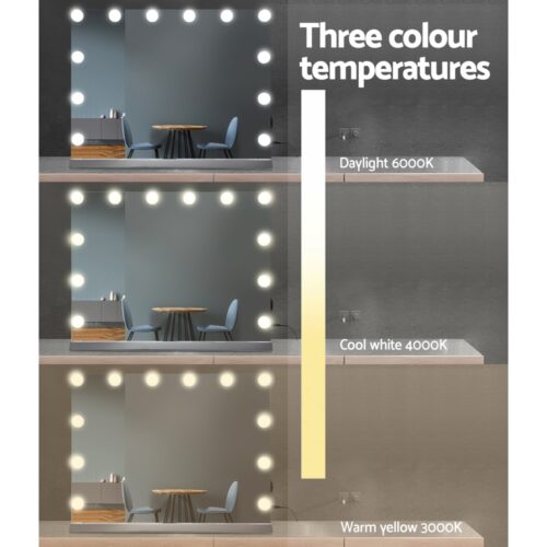Embellir Makeup Mirror 58x46cm Hollywood Vanity with LED Light Tabletop Wall - Image 5