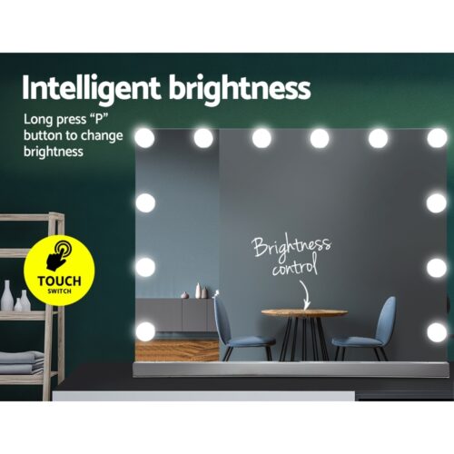 Embellir Makeup Mirror 58x46cm Hollywood Vanity with LED Light Tabletop Wall - Image 6