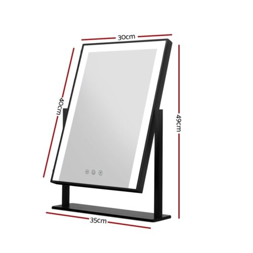 Embellir Makeup Mirror 30x40cm Hollywood Vanity with LED Light Rotation Black - Image 2