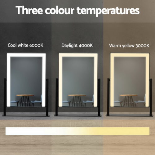 Embellir Makeup Mirror 30x40cm Hollywood Vanity with LED Light Rotation Black - Image 4
