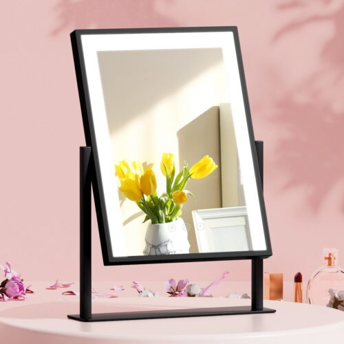 Embellir Makeup Mirror 30x40cm Hollywood Vanity with LED Light Rotation Black - Image 8